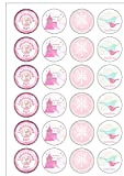 24 décorations rondes prédécoupées en papier comestible pour cupcakes pour baptême pour fille