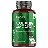 Aloe Vera Extra Fort 20000mg + Calcium – 180 Gélules Vegan - 3 Mois d'Approvisionnement - Complément Alimentaire, Source Naturelle ...