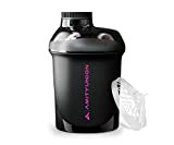AMITYUNION Small Protein Shaker 400 ml Black Purple Deluxe - ORIGINAL Shaker protéiné étanche pour boissons protéinées, boissons protéinées et ...