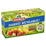 ANDROS - Compote de Fruit - Gourde Recyclable - Allégé - Goût Pomme + Pomme/Vanille + Pomme/Fraise + Pomme/Banane - ...