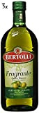 Bertolli Lot de 3 flacons d'huile d'olive Extra Natives Olive 1 l Olio vierge Olive