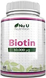 Biotine 10000 µg | 365 Comprimés végétales | Vitamine B8 pour la Pousse des Cheveux | 1 an d'approvisionnement | ...