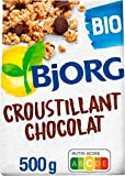 BJORG - Céréales Bio Croustillant Chocolat - Aux Céréales Complètes - Riche en Fibres - Boîte 500 g