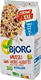 BJORG - Muesli Bio Sans Sucres Ajoutés - Raisin, Figue, Abricot - Aux Céréales Complètes - Paquet de 1,5 kg