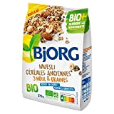 BJORG - Muesli Céréales Anciennes 3 Noix & Graines - Céréales Complètes - Réduit En Sucres - 375G