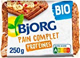 BJORG - Pain Complet Protéines Bio - Aux Céréales Complètes - Source de Fer, Magnésium, Fibres - Prétranché - 250 ...