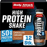 Body Attack Fitness Protein Shake - Boisson protéinée au lait - Milkshake prêt à l'emploi en bouteille de 500 ml, ...