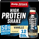 Body Attack Fitness Protein Shake - Boisson protéinée au lait - Milkshake prêt à l'emploi en bouteille de 500 ml, ...