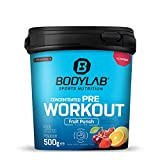 Bodylab24 Concentrated Pre-Workout Booster Punch aux fruits 500g, booster d'énergie avec créatine, bêta-alanine, arginine, niacine et caféine, pour plus de ...