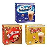 Boissons au Chocolat - Dolce Gusto Compatible - 24 Capsules - Maltesers, Twix, Milkyway (8 chaque)