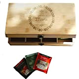 Boîte à thé personnalisable - Gourmandises - Coffret thé 8 compartiments en Bois 28.3 cm x 16.3 cm contenant 40 ...