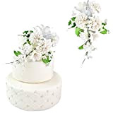 Bouquet de pivoines blanches en sucre de 20 cm. Cake topper pour la décoration de gâteaux, fête, anniversaire, baptêmes, mariages ...