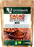 Cacao Sans Sucre en Poudre Bio 1KG | 100% de Fèves de Cacao Dégraissées Bio | Goût chocolaté intense | ...