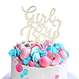 Cake Topper Boy or Girl en Bois Décoration de Gâteau pour Baby Shower Anniversaire Fête de Naissance et Gender Reveal