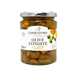 CAMPO D'ORO | OLIVES ASSAISONNÉES AUX FRUITS D'AGRUMES de Sicile 290 GR. Olives siciliennes à l'huile d'agrumes sicilienne d'oranges et ...