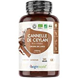 Cannelle de Ceylan Bio, 180 Gélules Vegan, 1000 mg, Forte Concentration - Source de Vitamines A, Vitamine K, Potassium - ...