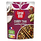 Céréal Bio Curry Thaï Légumes, Pois Chiches, Lait de Coco & Citronnelle - Sachet Micro-ondable, Rapide à Réchauffer - Végan ...