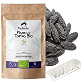 Chabiothé - Fèves de Tonka BIO entières 50g + râpe - certifié Biologique - sachet biodégradable