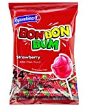 Colombina - Bon Bon Bum - Lollipops - Bonbons durs - Avec gomme de remplissage à la saveur de fraise ...