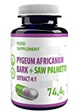 Complexe d'écorce de Pygeum Africanum + Saw Palmetto 500mg 120 Capsules Végétaliennes, Extrait 4:1, Haute Puissance, Sans Gluten, Sans OGM