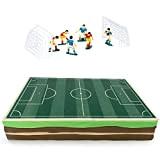 Décoration de gâteau de football terrain comestible en feuille de sucre vert rectangle 29 x 19 cm, 6 joueurs et ...