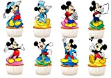 Ediblecakedecorations Lot de 30 décorations verticales en papier comestible pour gâteaux, thème Mickey Mouse