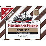 Fisherman's Friend Pastilles menthol - réglisse, sans sucres, avec édulcorants - Les 3 sachets de 25g