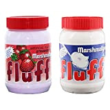 Fluff Marshmallow Lot de 2 différentes variétés, Vanille, fraise, pâte à tartiner, pâte à tartiner, sucre Mousse