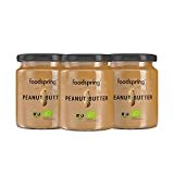 foodspring Beurre de cacahuète bio, 3 x 250 g, Pour des en-cas savoureux et protéinés, 100 % de cacahuètes entières ...