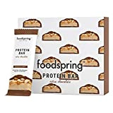 foodspring Protein Bar Extra Chocolate, Crunchy Peanut, 12 x 65g, l'en-cas idéal riche en protéine avec du vrai chocolat et ...