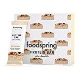 foodspring Protein Bar Extra Chocolate, White Chocolate Almond, 12 x 65g, l'en-cas idéal riche en protéine avec du vrai chocolat ...