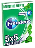 FREEDENT - Chewing-gum à la MENTHE VERTE, sans sucres - 5 Étuis de 5 sticks - 65g