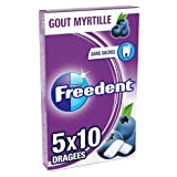 FREEDENT - Chewing-gum à la MYRTILLE, sans sucres - 5 Étuis de 10 dragées - 70g
