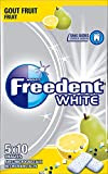 FREEDENT WHITE - Chewing-gum aux FRUITS, sans sucres - 5 Étuis de 10 dragées - 70g