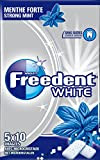 FREEDENT WHITE - Menthe forte - 5 Paquets de 10 dragées de Chewing-Gum sans sucres (Lot de 6)