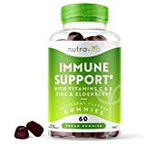 Gommes Immunité - Vitamine D 1000 UI, Vitamine C & Zinc - Extrait de Baie de Sureau (équivalent de 4 ...