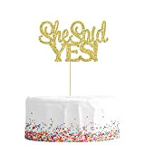 Gyufise 1 décoration de gâteau dorée avec inscription « She Said Yes » pour fiançailles, enterrement de vie de jeune ...