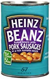HEINZ Sausages & Baked Beans| Haricots Blanc | Cuit avec Saucisses de porc | à la sauce tomate | Riche ...