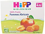 HiPP Biologique Pommes Abricots coupelles 4 x 100 g dès 4/6 mois