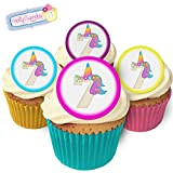 Holly Cupcakes 24 Fabulous Pre-Cut Edible Wafer Cake Toppers: Unicorn Birthday Number 7