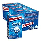 Hollywood Chewing Gum 2 Fresh - Parfum Menthe Forte - Sans Sucres avec Édulcorants - Lot de 16 paquets de ...
