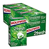 Hollywood Chewing Gum 2 Fresh - Parfum Menthe Verte Chlorophylle - Sans Sucres avec Édulcorants - Lot de 16 paquets ...