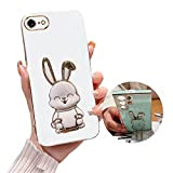 HOOl Bunny Coque Béquille Étui pour iPhone 6 Plus/6S Plus,Électroplaqué Lapin Coque de Protection Silicone Souple TPU Housse avec Extensible ...