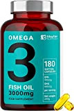 Huile de poisson oméga 3 - 180 capsules à haute résistance - 990 mg d’EPA et 660 mg de DHA ...