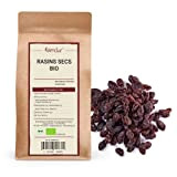 Kamelur raisins secs BIO noirs non sulfurés, aromatiques délicatement séchés et non sucrés de haute qualité pour affiner le muesli ...
