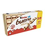 KINDER Bueno White lait et noisette - Le paquet de 10x2 barres.