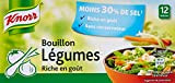 Knorr Bouillon Légumes Réduit En Sel, Riche en goût, Sans Conservateur, Avec moins 30% de sel, 12 Cubes 109g