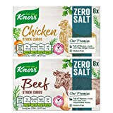 Knorr Lot de 2 cubes sans sel pour poulet et bœuf 72 g