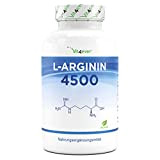 L-Arginine - 365 gélules végétaliennes - Premium : 4500 mg de L-arginine pure par dose journalière - Fabriqué par fermentation ...