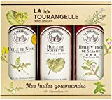 La Tourangelle, Coffret trio d'huiles de Noix / Noisette / Sésame - Saveur toastée - Idée cadeau gourmand - 3x250ml